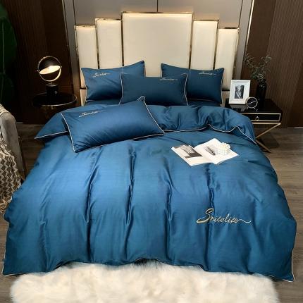 91家纺网 家纺一手货源 找家纺 （总）艾佳2025新款款全棉40贡缎纯色刺绣轻奢风系列四件套