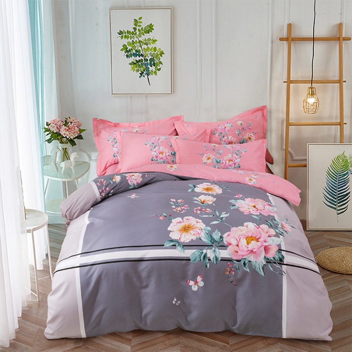 91家纺网 家纺一手货源 找家纺 宇淳2023秋冬新款超柔加厚大版花磨毛四件套1.8m花妍绽放