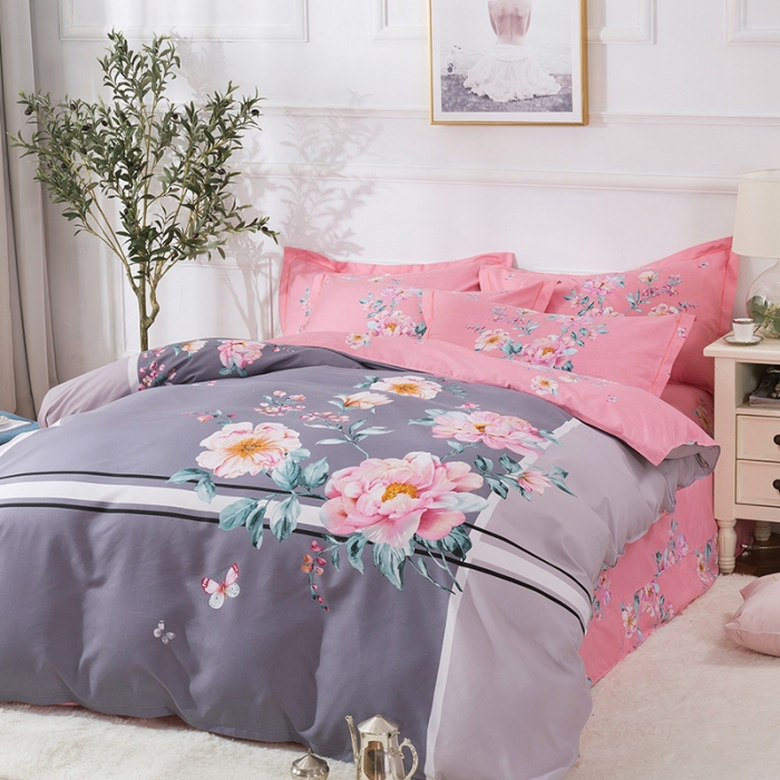 91家纺网 家纺一手货源 找家纺 宇淳2023秋冬新款超柔加厚大版花磨毛四件套1.8m花妍绽放