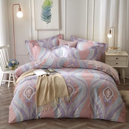 91家纺网 家纺一手货源 找家纺 威克凯丽 2023新款全棉活性生态磨毛四件套 瑟琳娜（紫）