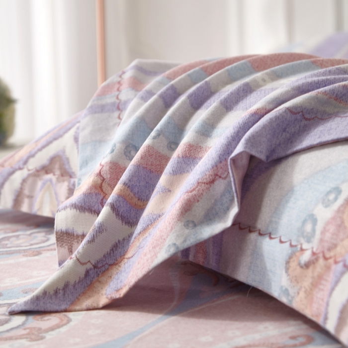 91家纺网 家纺一手货源 找家纺 威克凯丽 2023新款全棉活性生态磨毛四件套 瑟琳娜（紫）