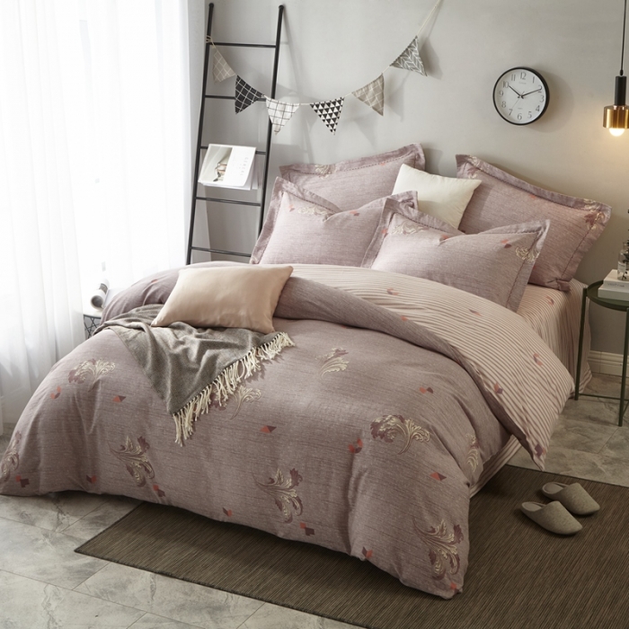 91家纺网 家纺一手货源 找家纺 威克凯丽 2023新款全棉活性生态磨毛四件套 斯诺亚