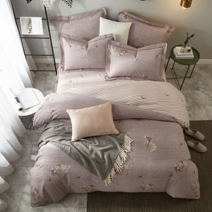 91家纺网 家纺一手货源 找家纺 威克凯丽 2023新款全棉活性生态磨毛四件套 斯诺亚