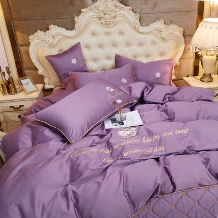 91家纺网 家纺一手货源 找家纺 （总）菊上 2021新款60支长绒棉山茶花系列床裙款四件套