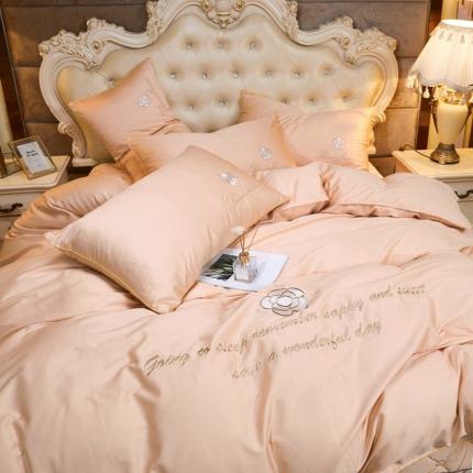 91家纺网 家纺一手货源 找家纺 （总）菊上 2021新款60支长绒棉山茶花系列床裙款四件套