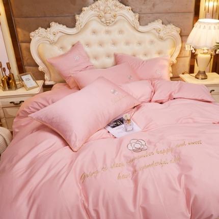 91家纺网 家纺一手货源 找家纺 （总）菊上 2021新款60支长绒棉山茶花系列床裙款四件套