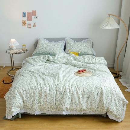 91家纺网 家纺一手货源 找家纺 （总）艾沁 2020新款韩国刺绣花边小碎花纯棉四件套