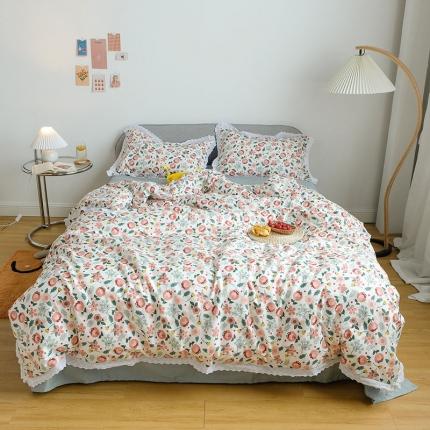 （总）艾沁 2020新款韩国刺绣花边小碎花纯棉四件套