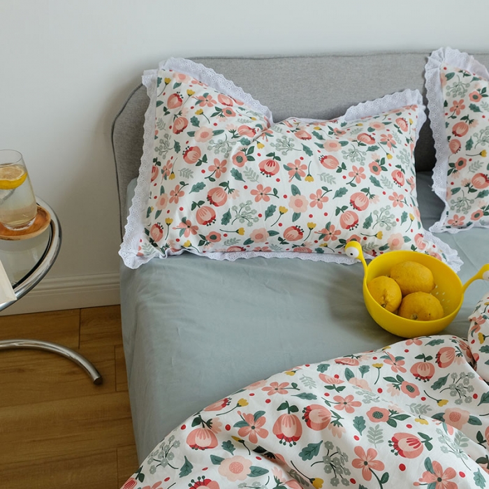 91家纺网 家纺一手货源 找家纺 （总）艾沁 2020新款韩国刺绣花边小碎花纯棉四件套