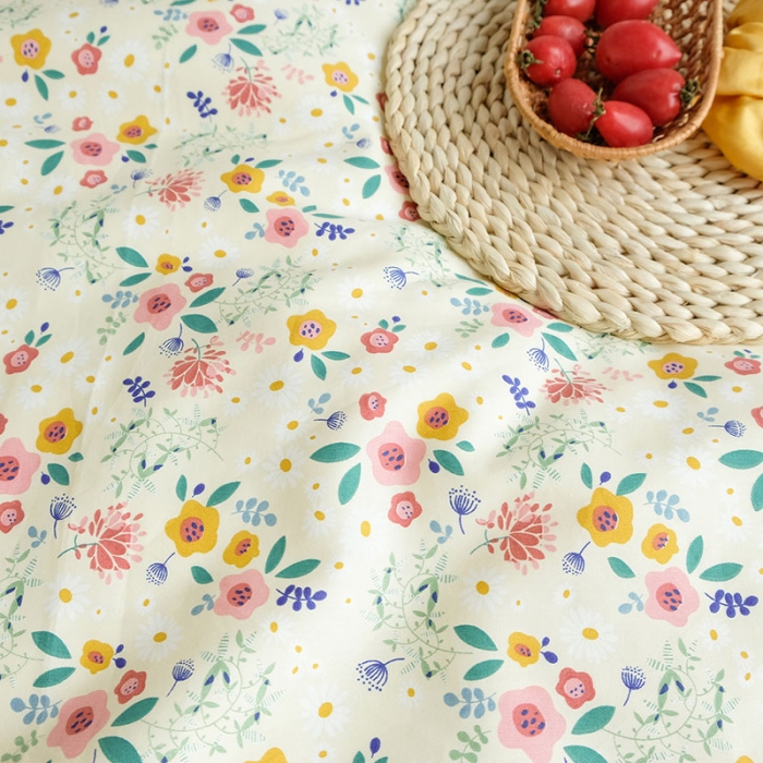 91家纺网 家纺一手货源 找家纺 艾沁 2020新款韩国刺绣花边小碎花纯棉四件套 花漾