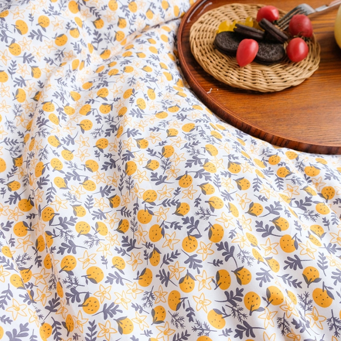 91家纺网 家纺一手货源 找家纺 艾沁 2020新款韩国刺绣花边小碎花纯棉四件套 橘落