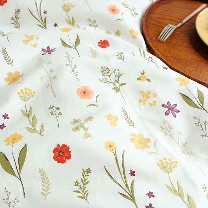 91家纺网 家纺一手货源 找家纺 艾沁 2020新款韩国刺绣花边小碎花纯棉四件套 诺草-粉格