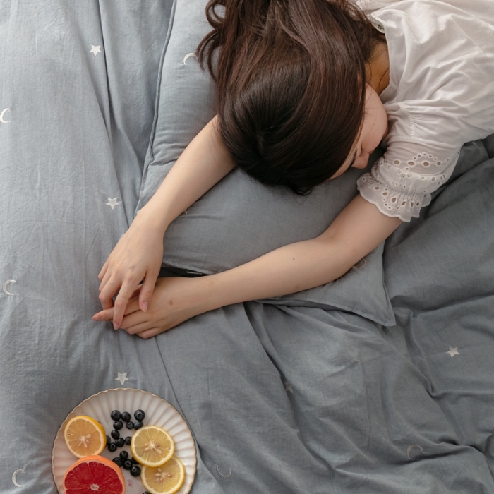 91家纺网 家纺一手货源 找家纺 狠狠爱 2020新款小清新全棉色织水洗棉四件套 小星月-兰1