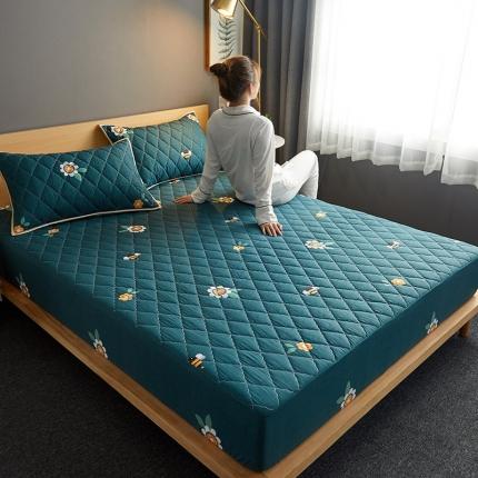 91家纺网 家纺一手货源 找家纺 迪乐妮 水洗棉防水夹棉床笠 富贵花床笠款-白色