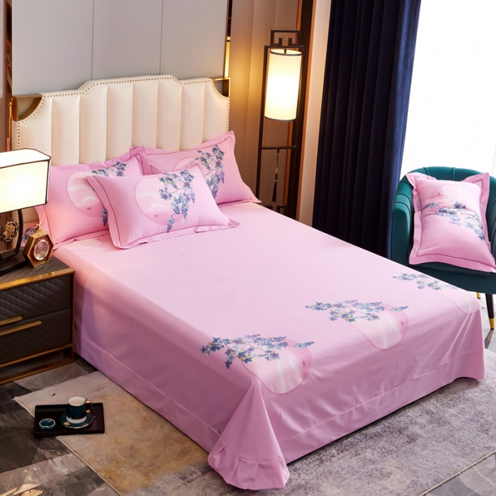 91家纺网 家纺一手货源 找家纺 雲归梦 2020新款全棉生态磨毛大版四件套 云夕-粉