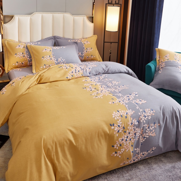 91家纺网 家纺一手货源 找家纺 雲归梦 2020新款全棉生态磨毛大版四件套 碧影