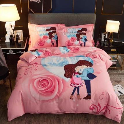 91家纺网 家纺一手货源 找家纺 雲归梦 2020新款全棉生态磨毛大版四件套 二人世界