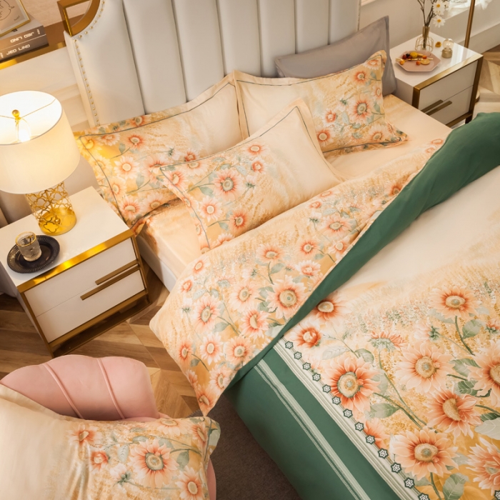 91家纺网 家纺一手货源 找家纺 雲归梦 2020新款全棉生态磨毛大版四件套 伊甸园