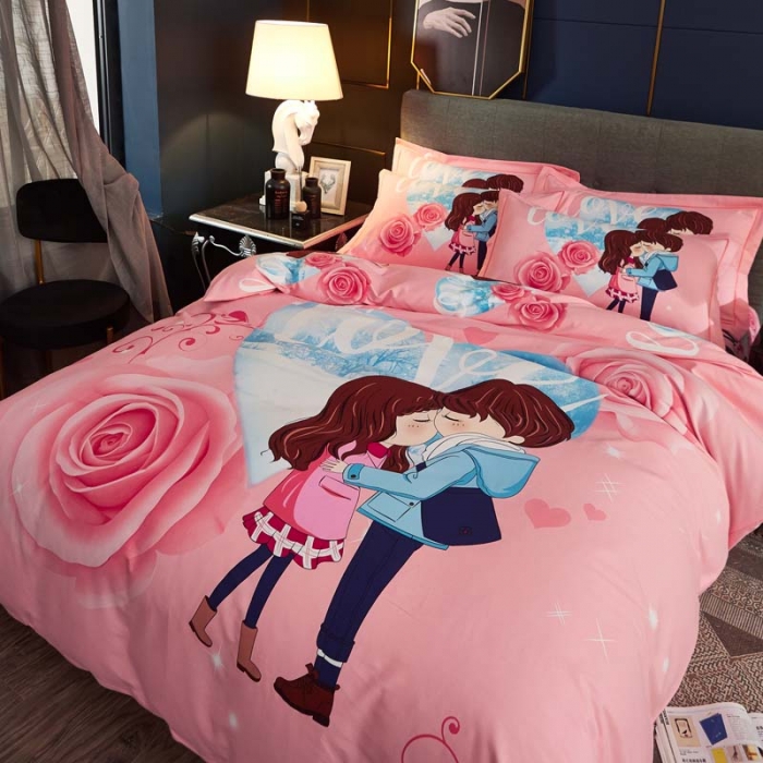 91家纺网 家纺一手货源 找家纺 雲归梦 2020新款全棉生态磨毛大版四件套 二人世界