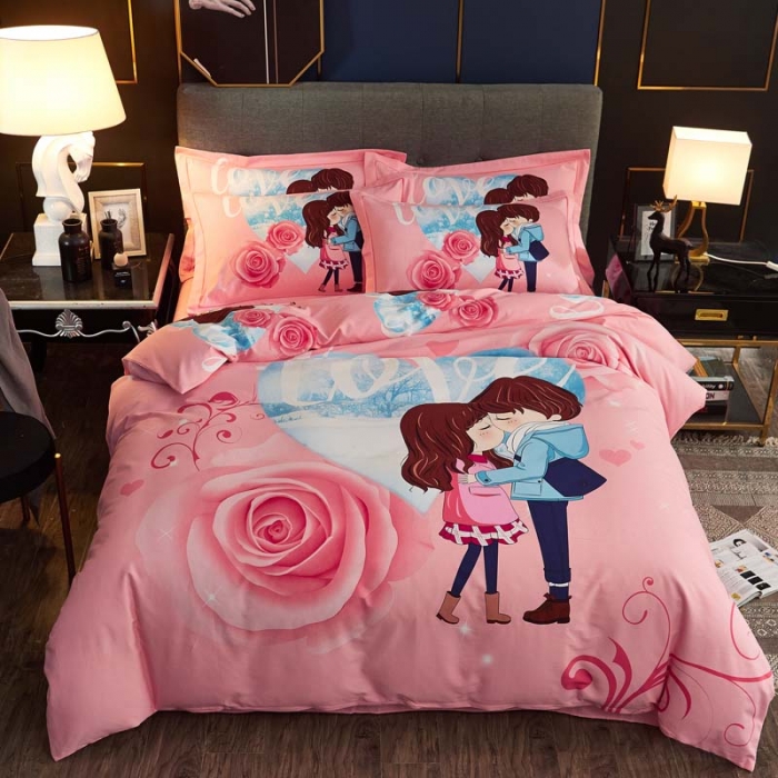 91家纺网 家纺一手货源 找家纺 雲归梦 2020新款全棉生态磨毛大版四件套 二人世界