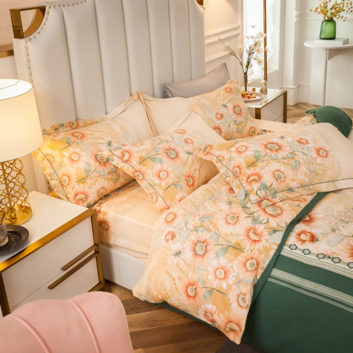 91家纺网 家纺一手货源 找家纺 雲归梦 2020新款全棉生态磨毛大版四件套 伊甸园