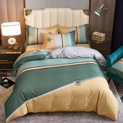 91家纺网 家纺一手货源 找家纺 雲归梦 2020新款全棉生态磨毛大版四件套 凡绅-绿