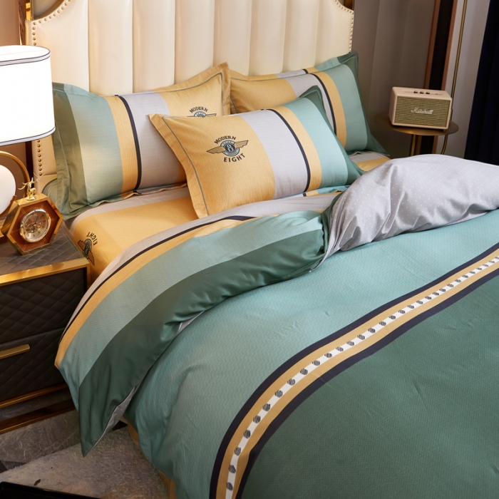 91家纺网 家纺一手货源 找家纺 雲归梦 2020新款全棉生态磨毛大版四件套 凡绅-绿