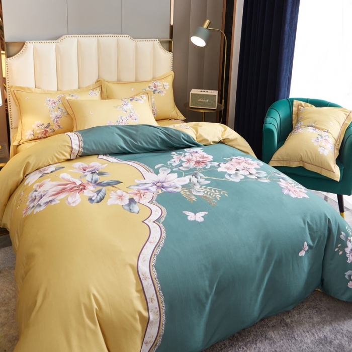 91家纺网 家纺一手货源 找家纺 雲归梦 2020新款全棉生态磨毛大版四件套 意蕴东方-绿