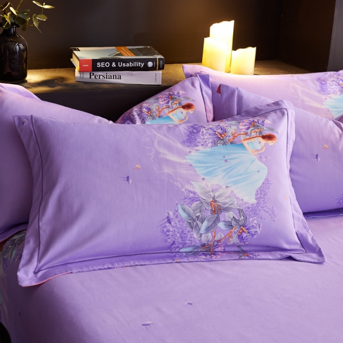 91家纺网 家纺一手货源 找家纺 雲归梦 2020新款全棉生态磨毛大版四件套 虞美人粉