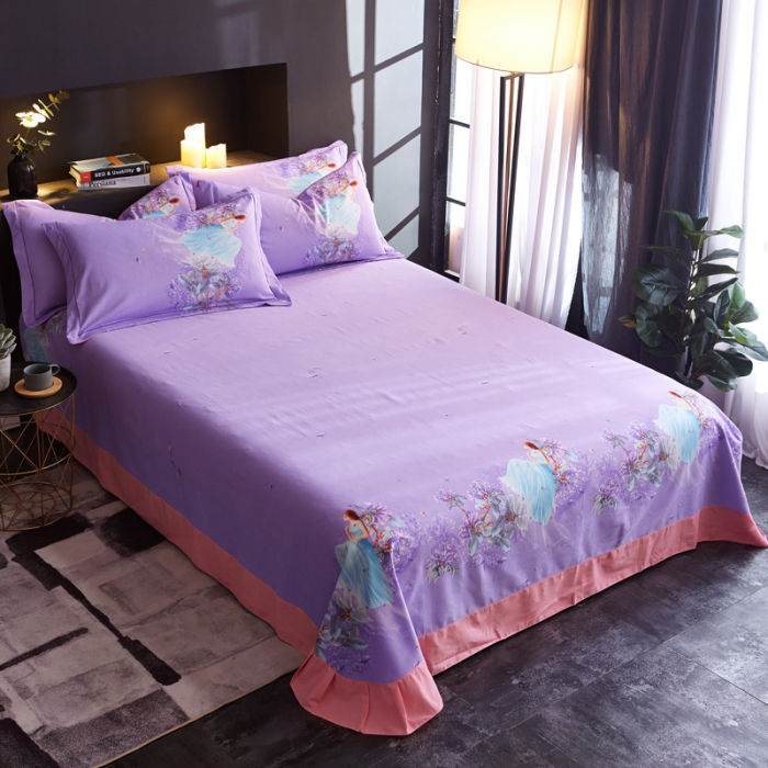 91家纺网 家纺一手货源 找家纺 雲归梦 2020新款全棉生态磨毛大版四件套 虞美人粉