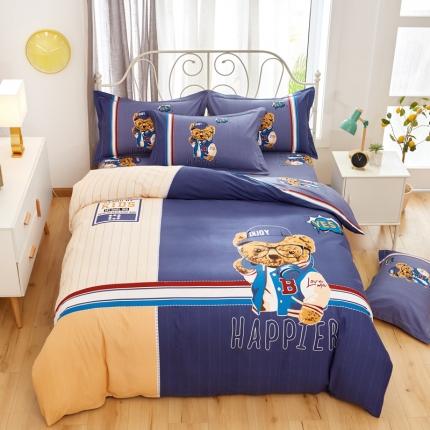 91家纺网 家纺一手货源 找家纺 雲归梦 2020新款全棉生态磨毛大版四件套 酷酷熊