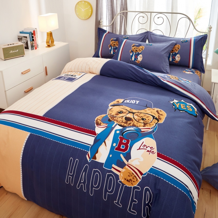 91家纺网 家纺一手货源 找家纺 雲归梦 2020新款全棉生态磨毛大版四件套 酷酷熊