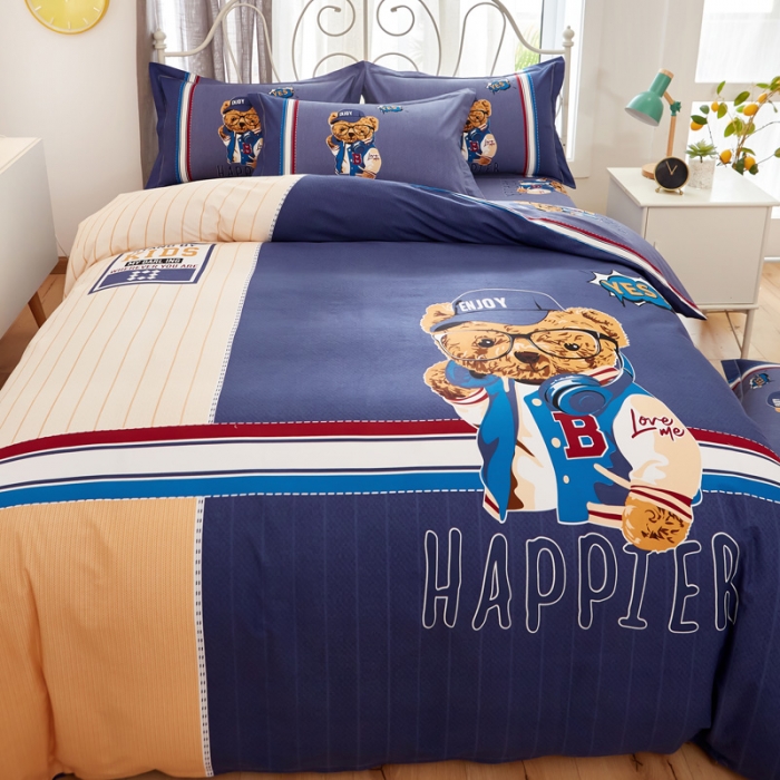 91家纺网 家纺一手货源 找家纺 雲归梦 2020新款全棉生态磨毛大版四件套 酷酷熊