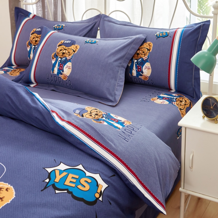 91家纺网 家纺一手货源 找家纺 雲归梦 2020新款全棉生态磨毛大版四件套 酷酷熊