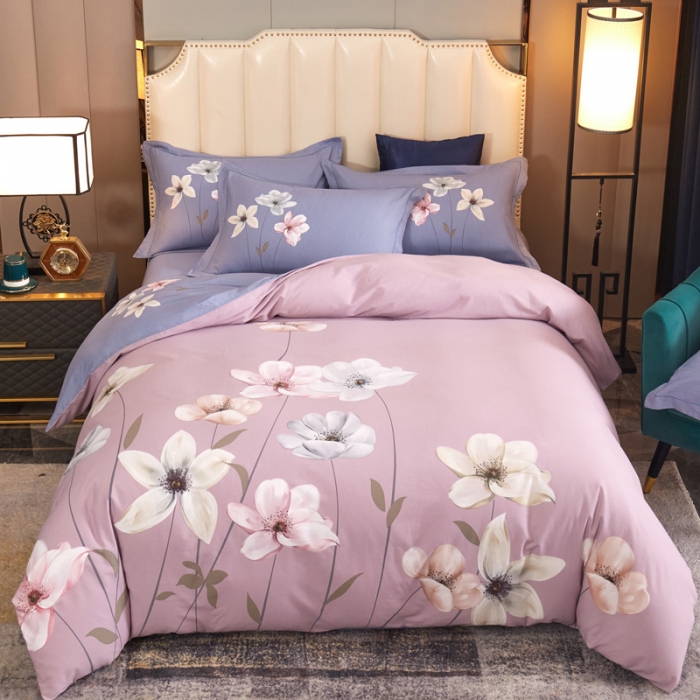 91家纺网 家纺一手货源 找家纺 雲归梦 2020新款全棉生态磨毛大版四件套 兰庭浅雨-粉