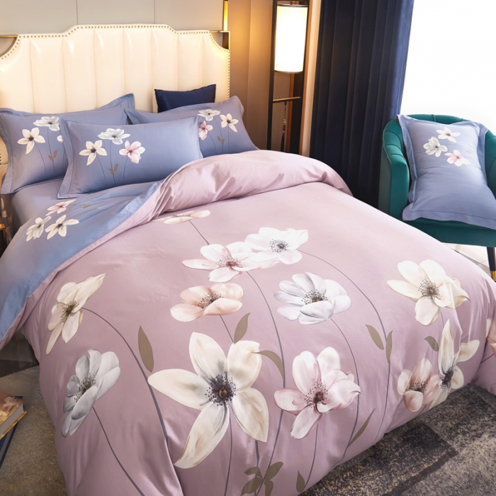 91家纺网 家纺一手货源 找家纺 雲归梦 2020新款全棉生态磨毛大版四件套 兰庭浅雨-粉