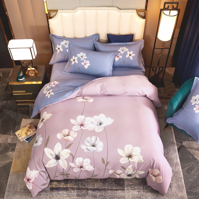 91家纺网 家纺一手货源 找家纺 雲归梦 2020新款全棉生态磨毛大版四件套 兰庭浅雨-粉