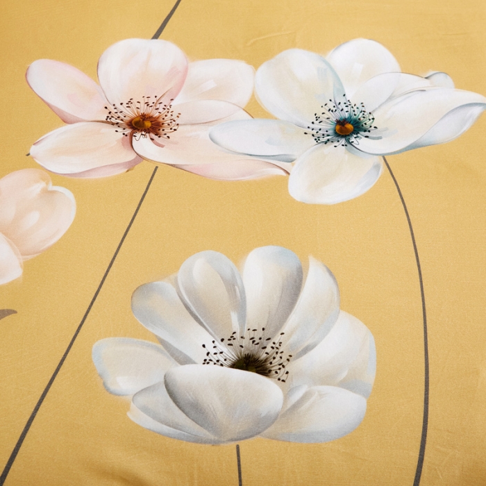 91家纺网 家纺一手货源 找家纺 雲归梦 2020新款全棉生态磨毛大版四件套 兰庭浅雨-黄