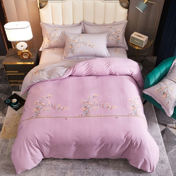 91家纺网 家纺一手货源 找家纺 雲归梦 2020新款全棉生态磨毛大版四件套 铃兰语-粉