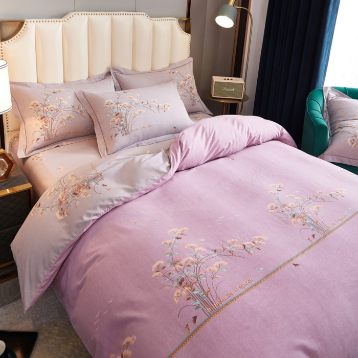 91家纺网 家纺一手货源 找家纺 雲归梦 2020新款全棉生态磨毛大版四件套 铃兰语-粉