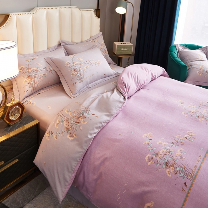 91家纺网 家纺一手货源 找家纺 雲归梦 2020新款全棉生态磨毛大版四件套 铃兰语-粉