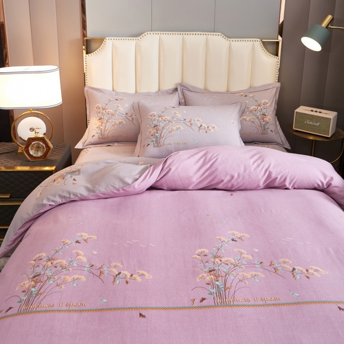 91家纺网 家纺一手货源 找家纺 雲归梦 2020新款全棉生态磨毛大版四件套 铃兰语-粉