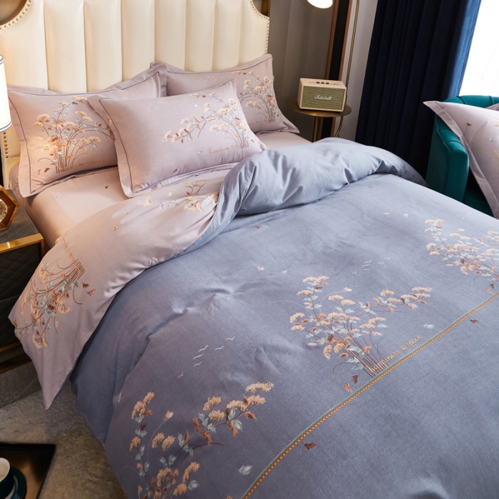 91家纺网 家纺一手货源 找家纺 雲归梦 2020新款全棉生态磨毛大版四件套 铃兰语-蓝