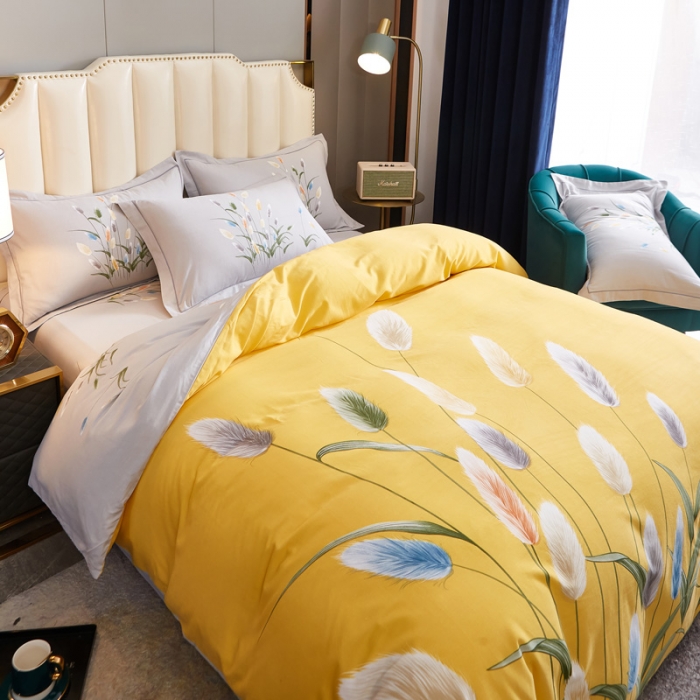 91家纺网 家纺一手货源 找家纺 雲归梦 2020新款全棉生态磨毛大版四件套 麦田印象