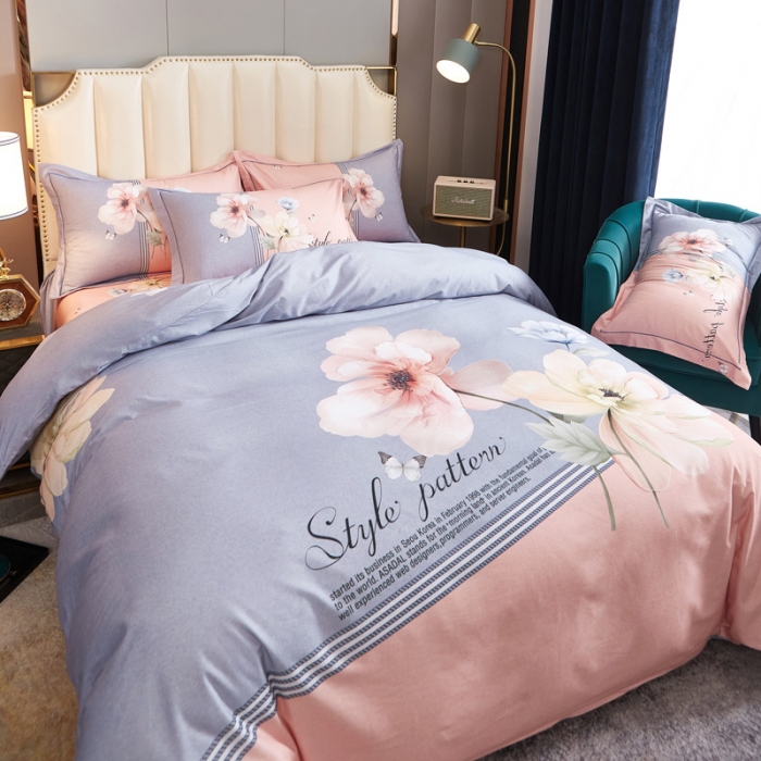 91家纺网 家纺一手货源 找家纺 雲归梦 2020新款全棉生态磨毛大版四件套 浅若清风