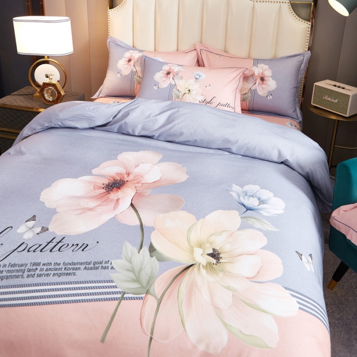 91家纺网 家纺一手货源 找家纺 雲归梦 2020新款全棉生态磨毛大版四件套 浅若清风