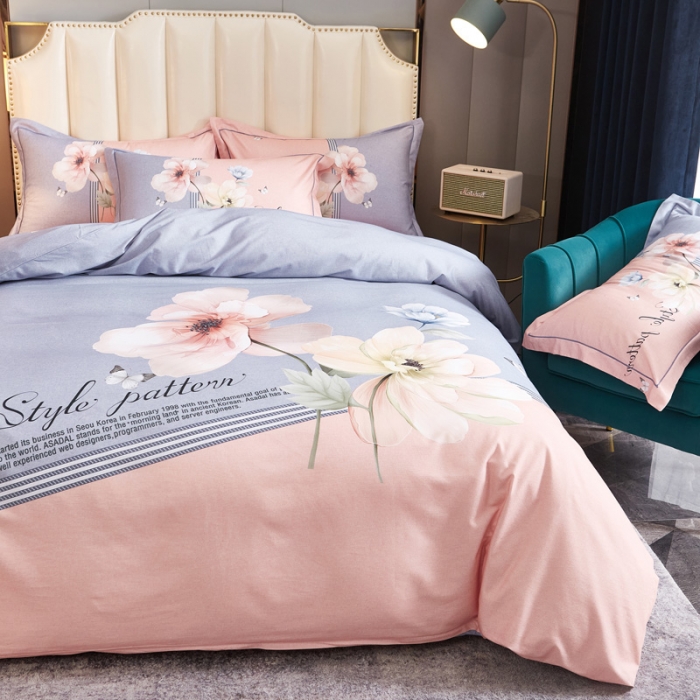 91家纺网 家纺一手货源 找家纺 雲归梦 2020新款全棉生态磨毛大版四件套 浅若清风