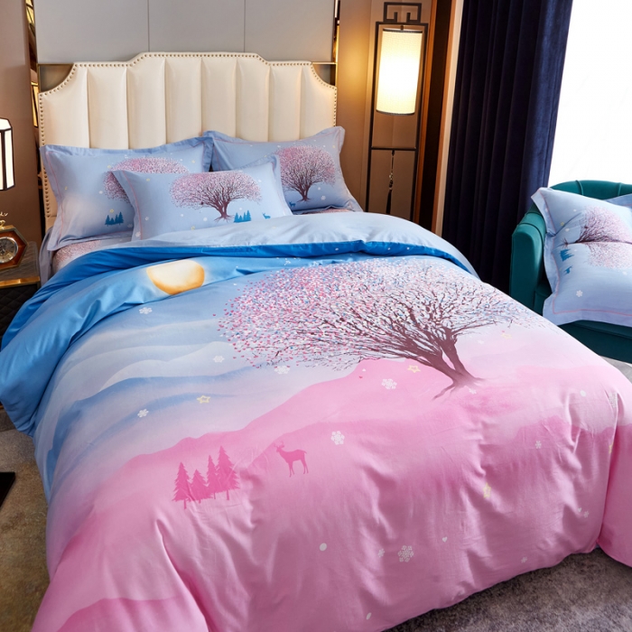 91家纺网 家纺一手货源 找家纺 雲归梦 2020新款全棉生态磨毛大版四件套 幸运之星