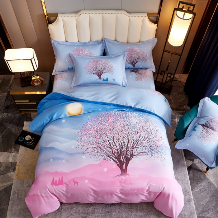 91家纺网 家纺一手货源 找家纺 雲归梦 2020新款全棉生态磨毛大版四件套 幸运之星