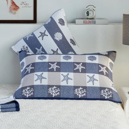 91家纺网 家纺一手货源 找家纺 朴尔 2020新款全棉加厚三层纱布枕巾 海洋灰